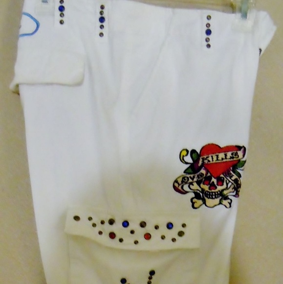 Ed Hardy Size 30 White Tatoo Chinos - Picture 4 of 8
